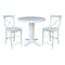International Concepts 36 in. Solid Wood Round Extension Dining Table with 2 Counter Height Stools in White K08-36RXT-23-S6132-2 - alternate 1